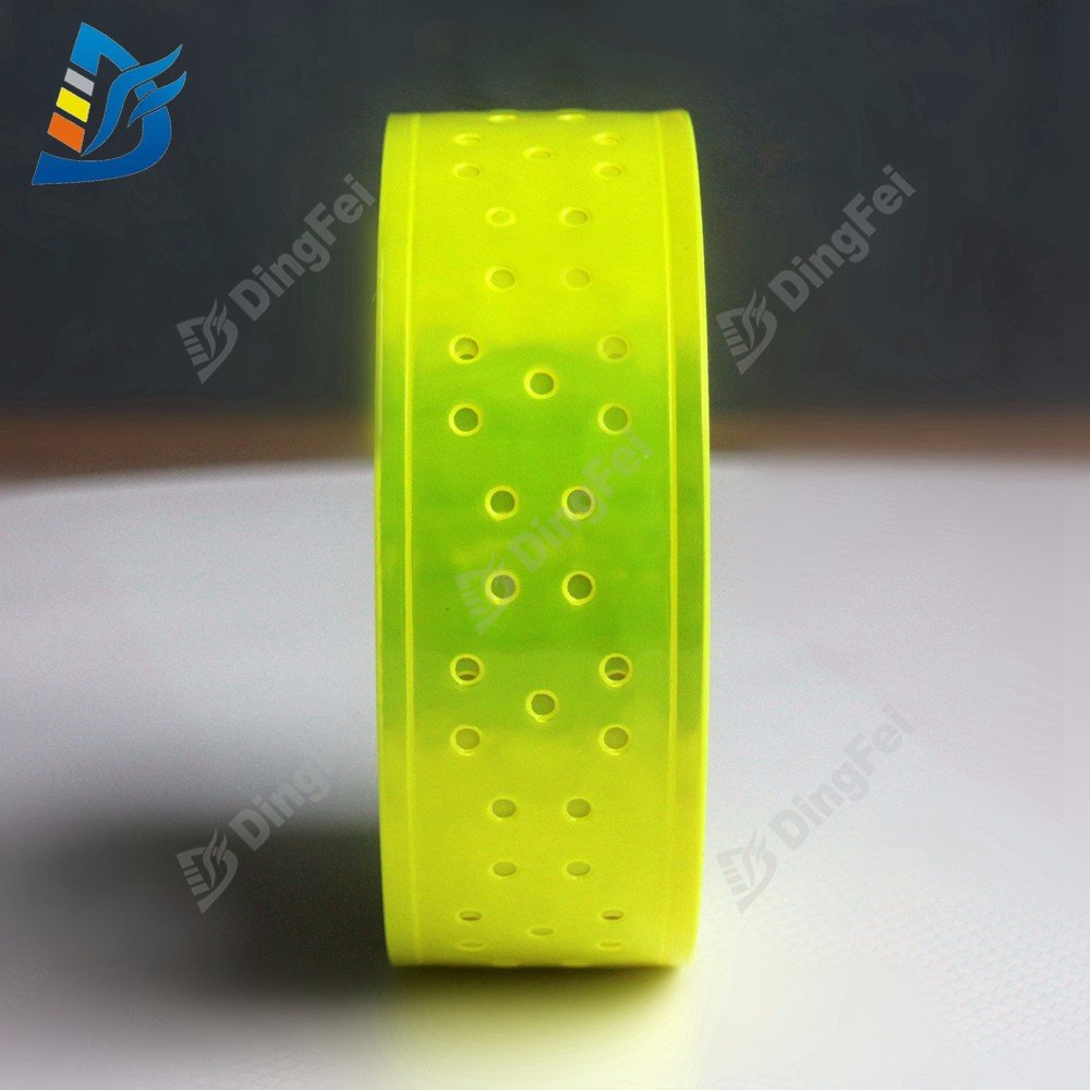 PVC Fluorescent Yellow Hole Reflective Tape For Clothing Vest - 